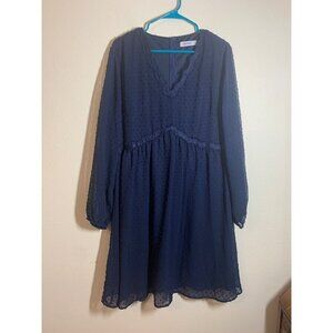 Jasambac Long Sleeve Dress Women's Size XL Blue Business Casual Demure AE1